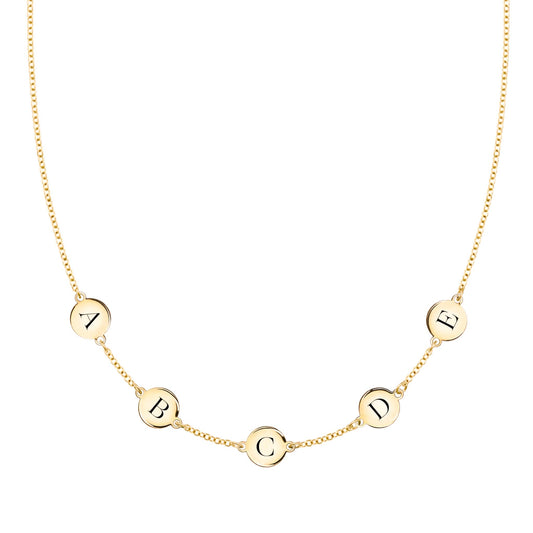 5 Letter Necklace in 14k Gold (Single Spacing)