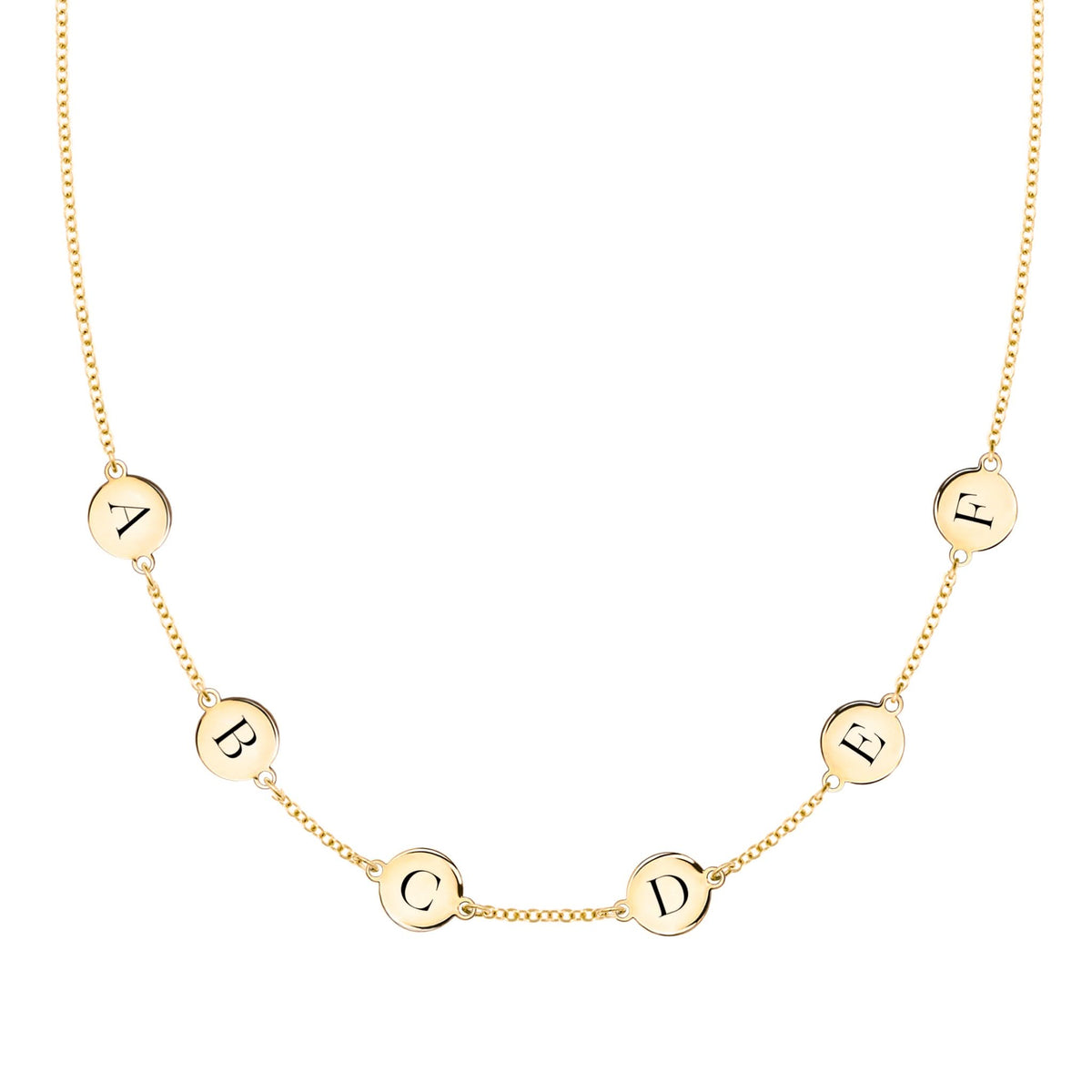 6 Letter Necklace in 14k Gold (Single Spacing)