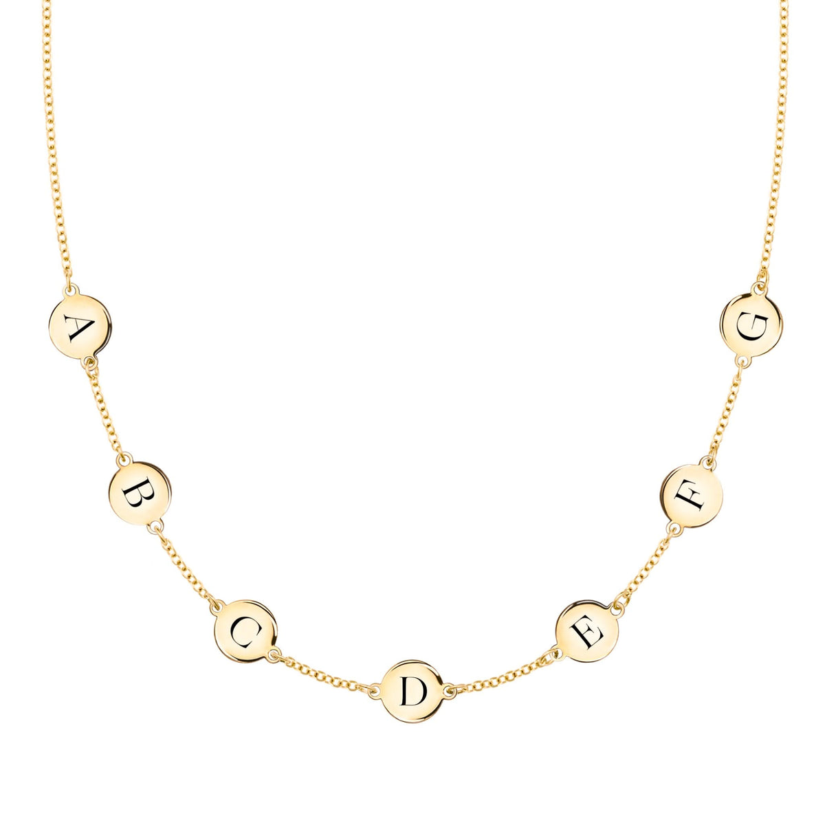 7 Letter Necklace in 14k Gold (Single Spacing)