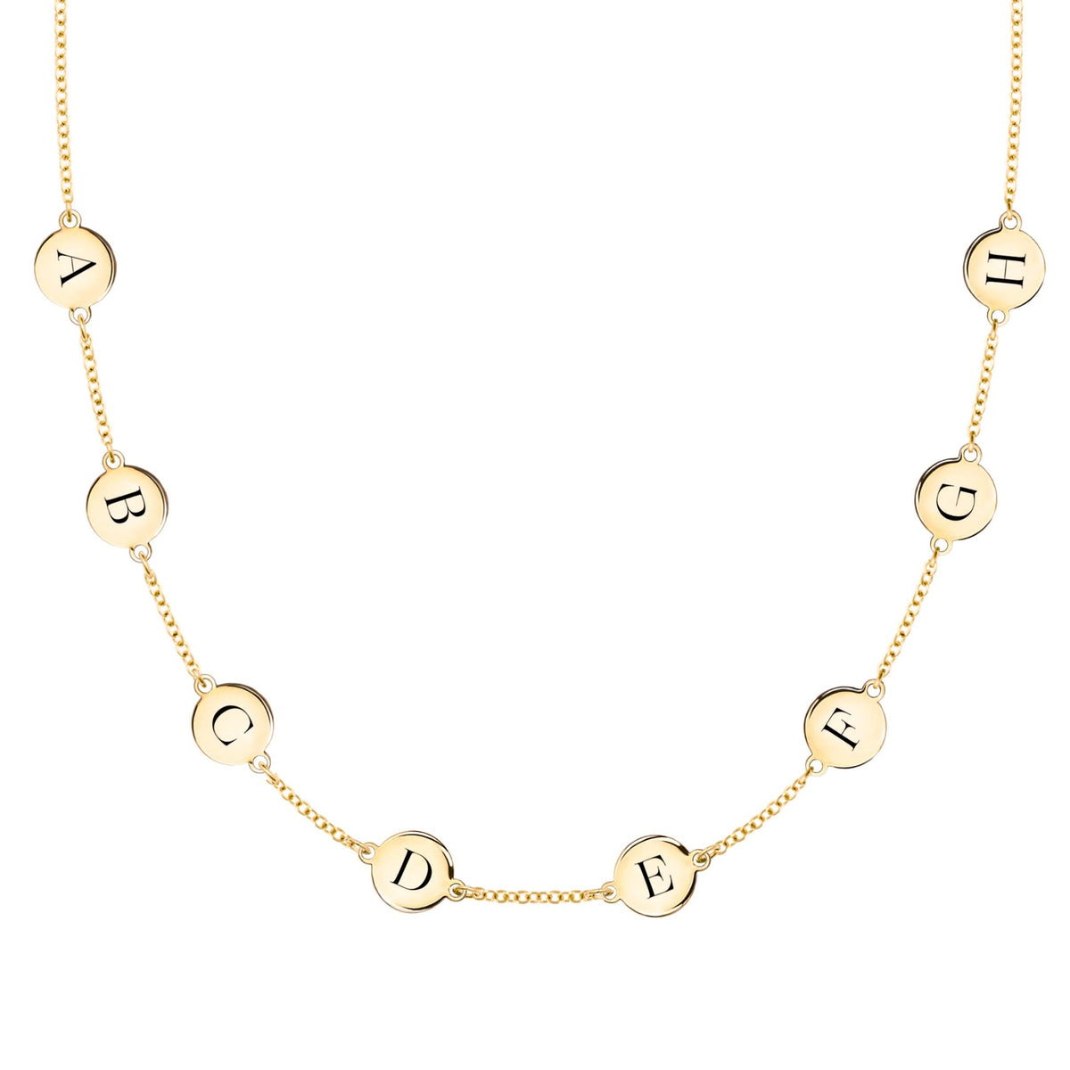 8 Letter Necklace in 14k Gold (Single Spacing)