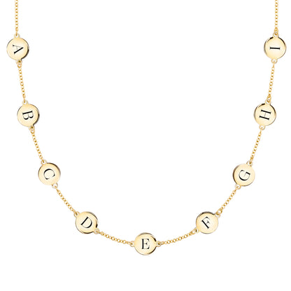 9 Letter Necklace in 14k Gold (Single Spacing)