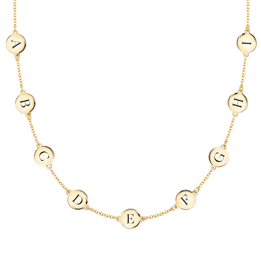 9 Letter Necklace in 14k Gold (Single Spacing)