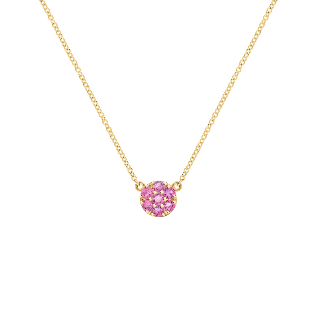 Rosecliff Pink Sapphire Mini Necklace in Solid 14k Gold (October)
