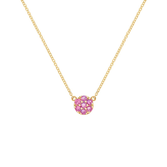 Rosecliff Pink Sapphire Mini Necklace in Solid 14k Gold (October)