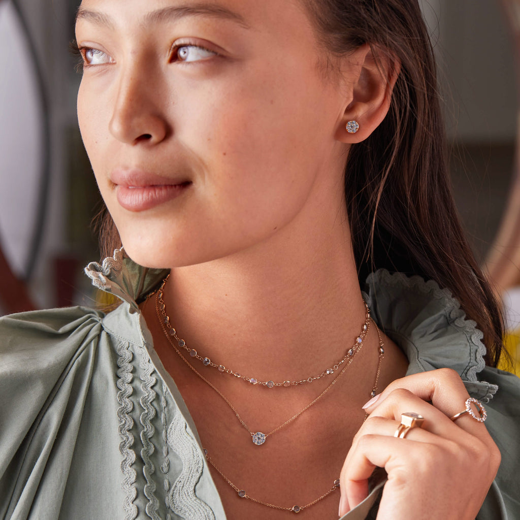 Rosecliff Nantucket Blue Topaz Mini Necklace in Solid 14k Gold (December)