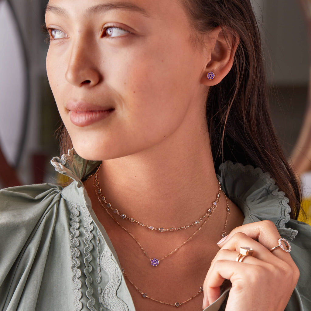Rosecliff Amethyst Mini Necklace in Solid 14k Gold (February)