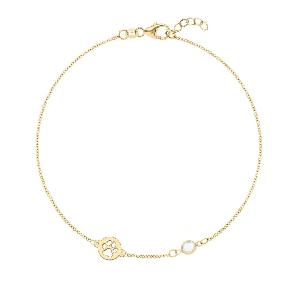 Paw & Petite Birthstone Bracelet in 14k Gold