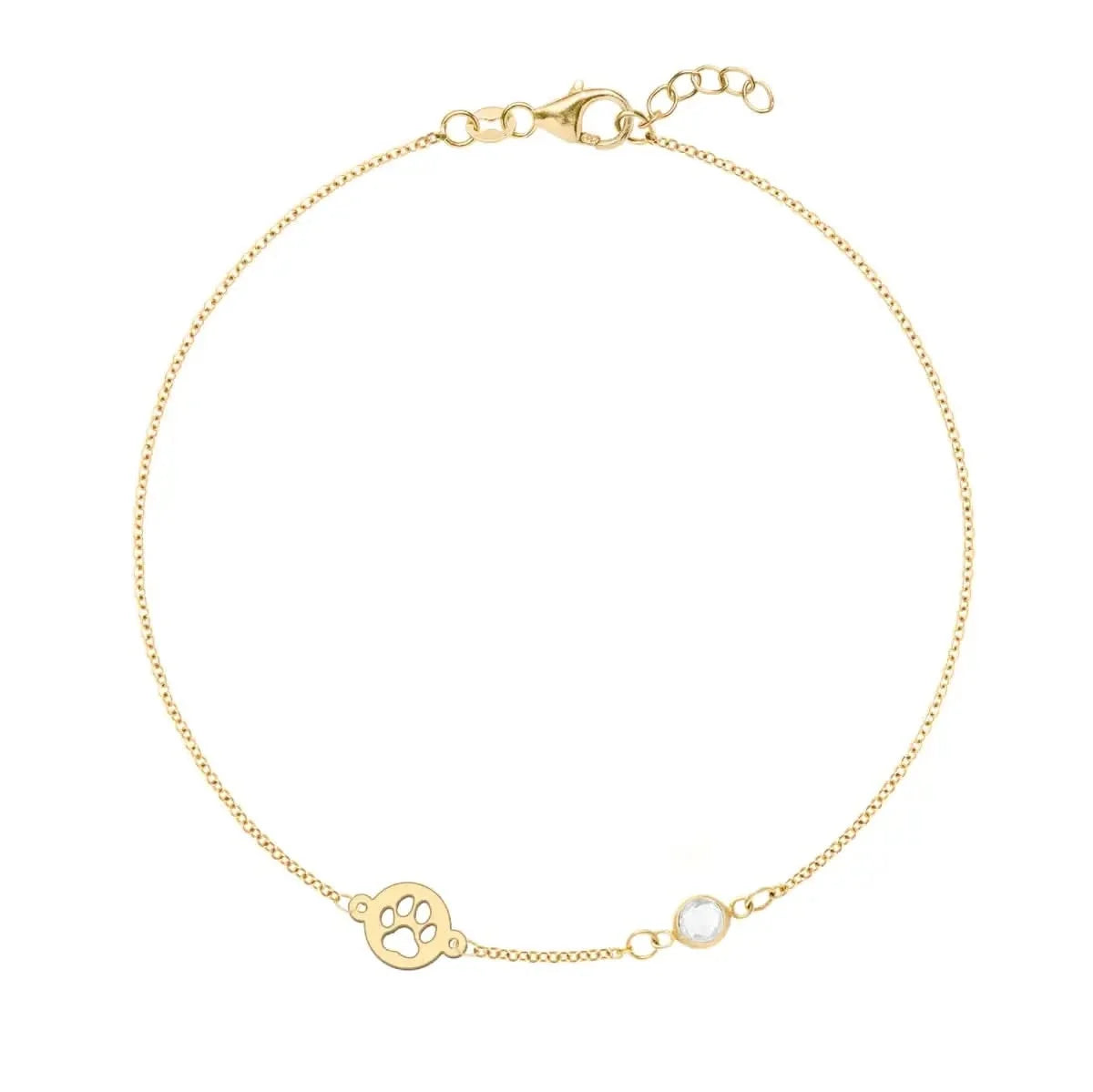 Paw & Petite Birthstone Bracelet in 14k Gold