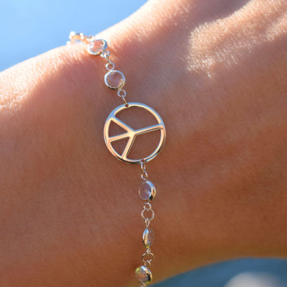 Large Peace Sign Newport Bracelet in 14k Gold