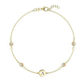 1 Letter & 4 Petite Opal Bracelet  in 14k Gold (October)