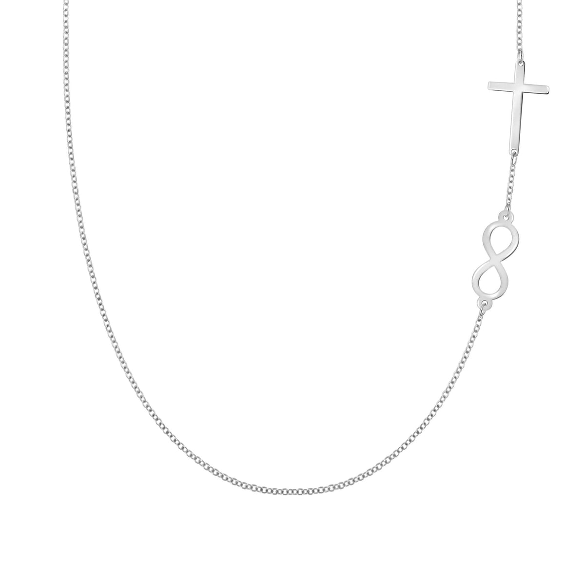 Infinity & Cross Necklace in 14k Gold