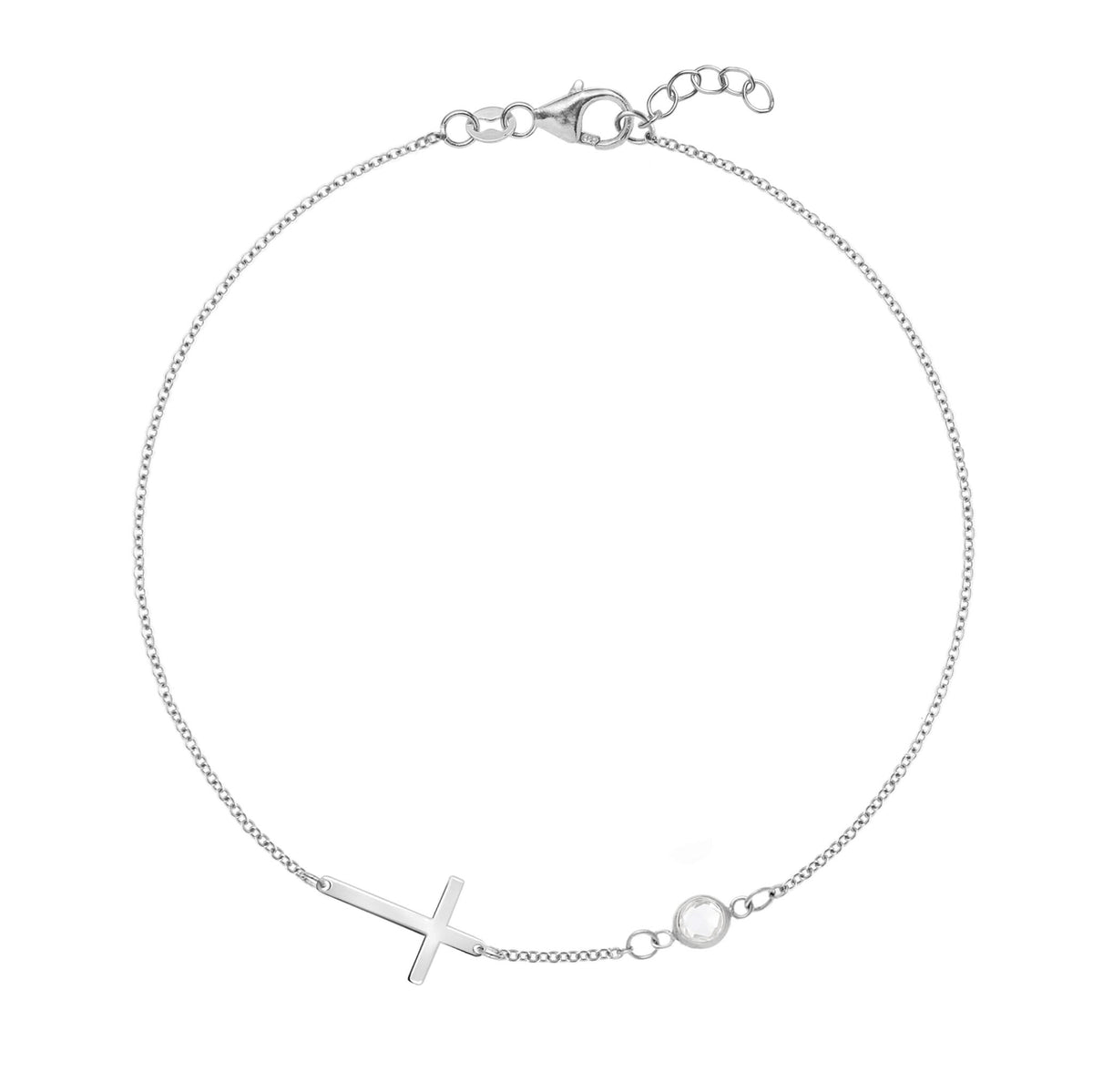 Cross & Petite 1 Birthstone Bracelet in 14k Gold
