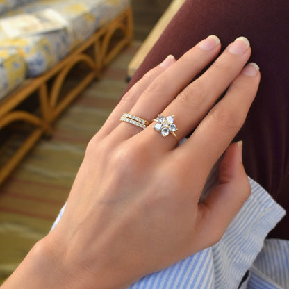 Greenwich Flower Birthstone & Diamond Ring in 14k Gold