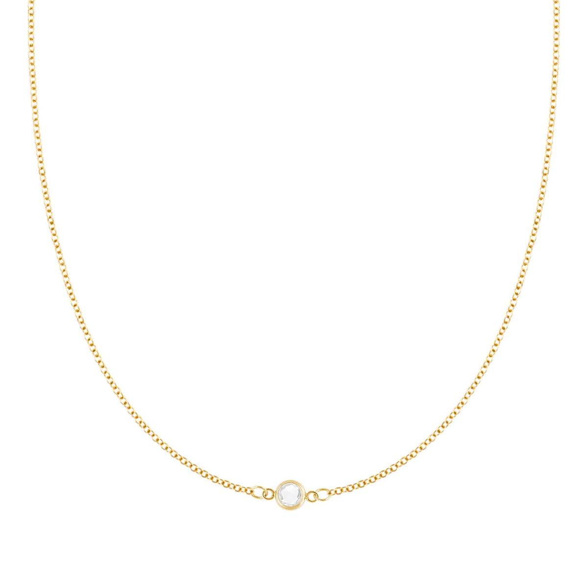 Petite 1 Birthstone Necklace in 14k Gold