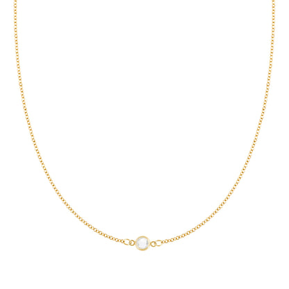 Petite 1 Birthstone Necklace in 14k Gold
