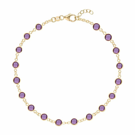 Newport Amethyst Bracelet in 14k Gold (February)