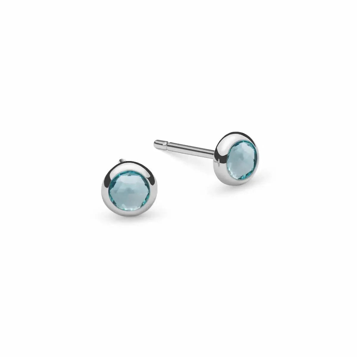 Petite Nantucket Blue Topaz Stud Earrings in 14k Gold (December)