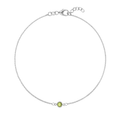 Petite 1 Peridot Bracelet in 14k Gold (August)