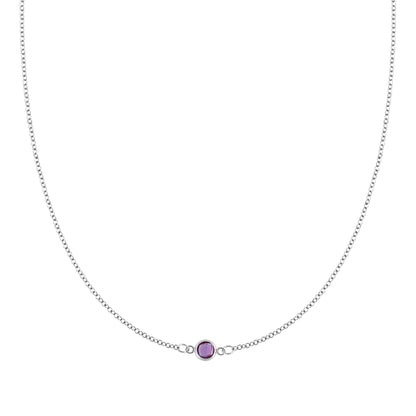 Petite 1 Amethyst Necklace in 14k Gold (February)