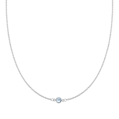 Petite 1 Aquamarine Necklace in 14k Gold (March)