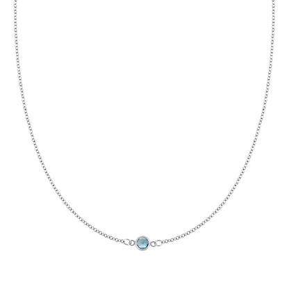 Petite 1 Nantucket Blue Topaz Necklace in 14k Gold (December)