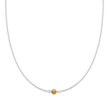Petite 1 Citrine Necklace in 14k Gold (November)