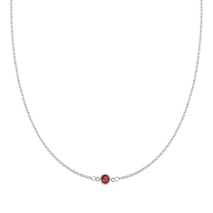 Petite 1 Garnet Necklace in 14k Gold (January)
