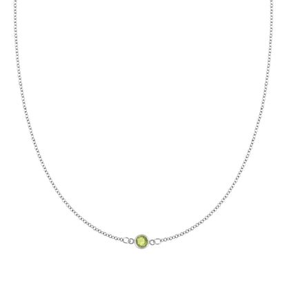 Petite 1 Peridot Necklace in 14k Gold (August)