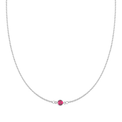 Petite 1 Ruby Necklace in 14k Gold (July)