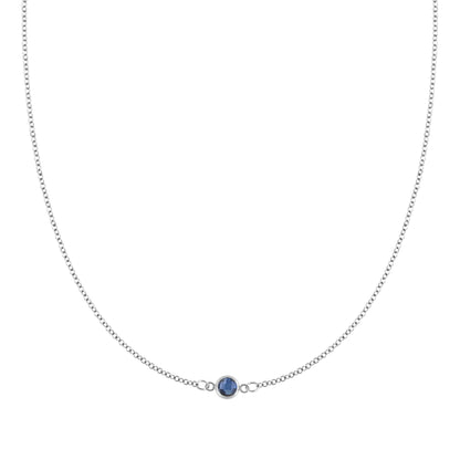 Petite 1 Sapphire Necklace in 14k Gold (September)
