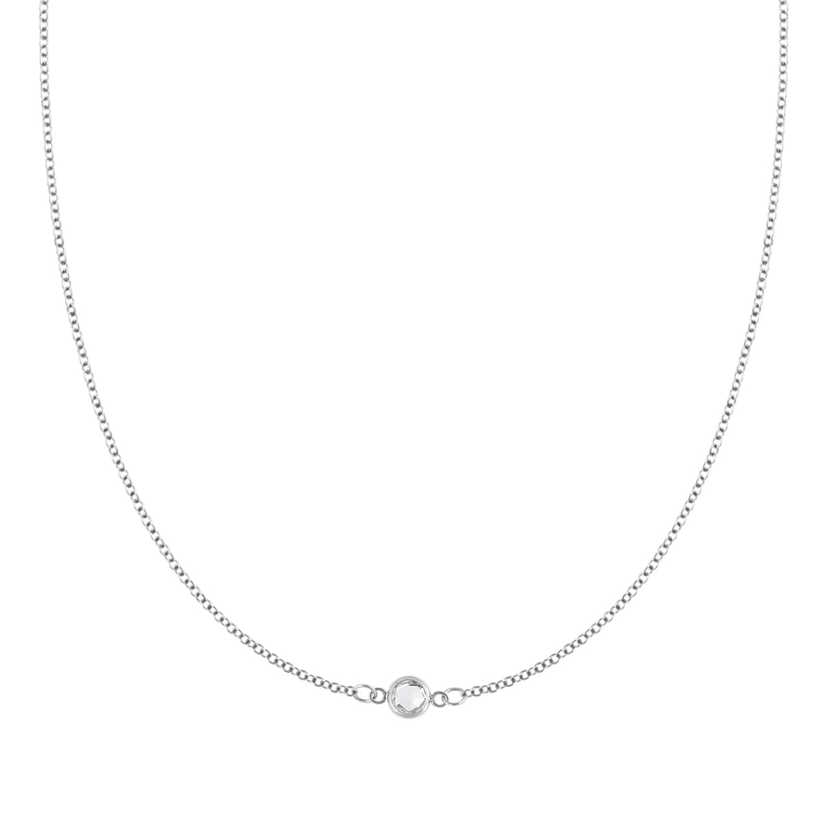 Petite 1 White Topaz Necklace in 14k Gold (April)