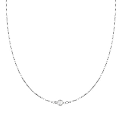 Petite 1 White Topaz Necklace in 14k Gold (April)