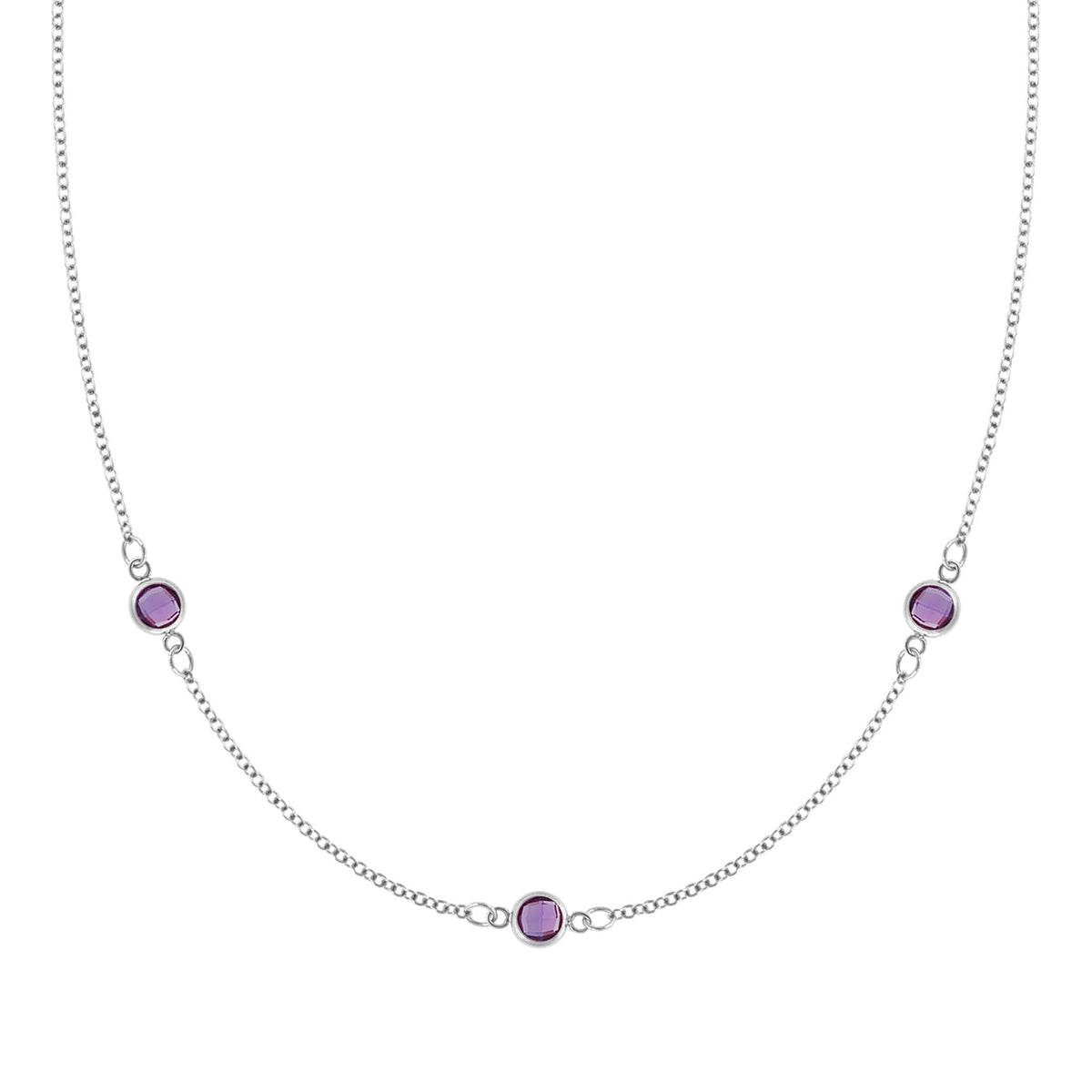 Bayberry 3 Amethyst Necklace in 14k Gold (February)