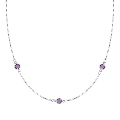 Bayberry 3 Amethyst Necklace in 14k Gold (February)