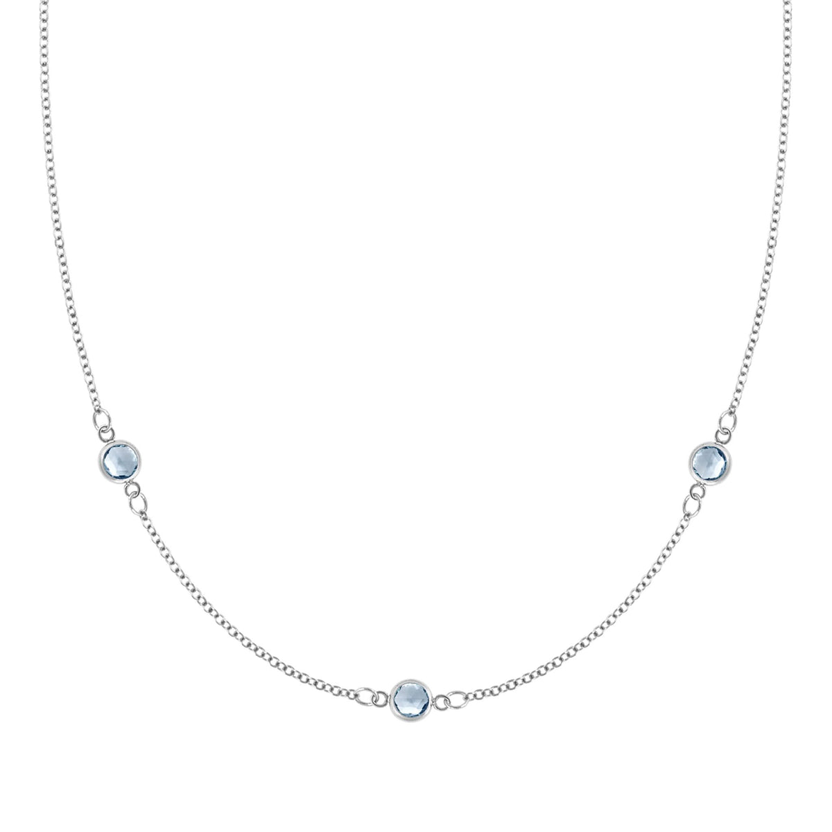 Bayberry 3 Aquamarine Necklace in 14k Gold (March)
