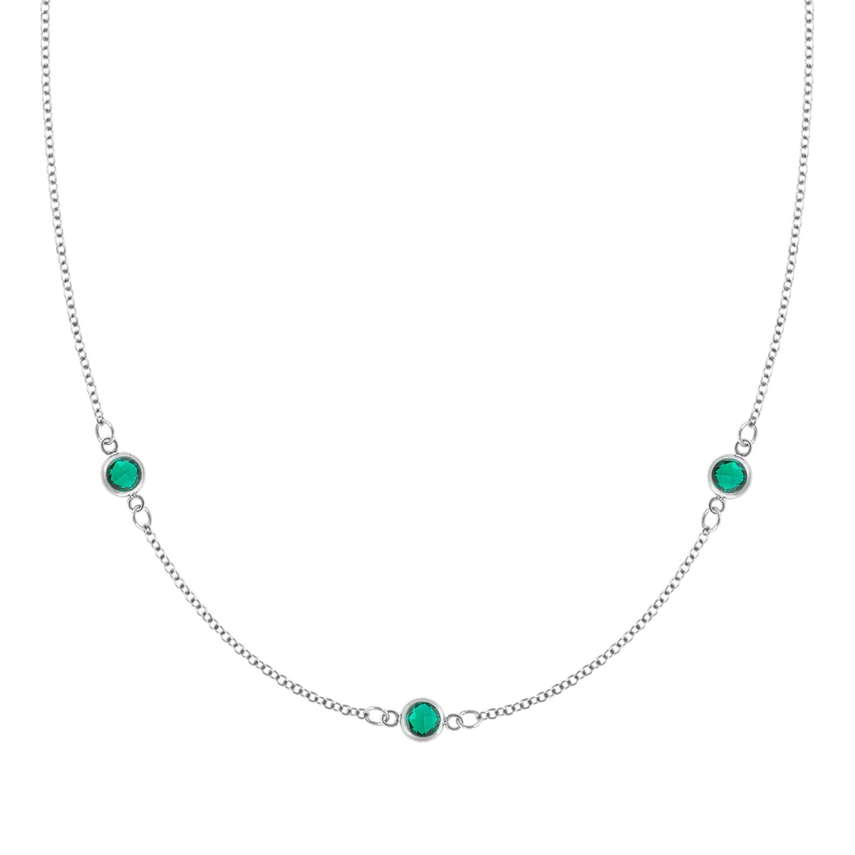 Bayberry 3 Emerald Necklace in 14k Gold (May)