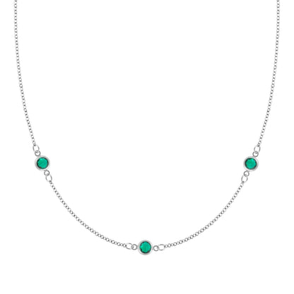 Bayberry 3 Emerald Necklace in 14k Gold (May)