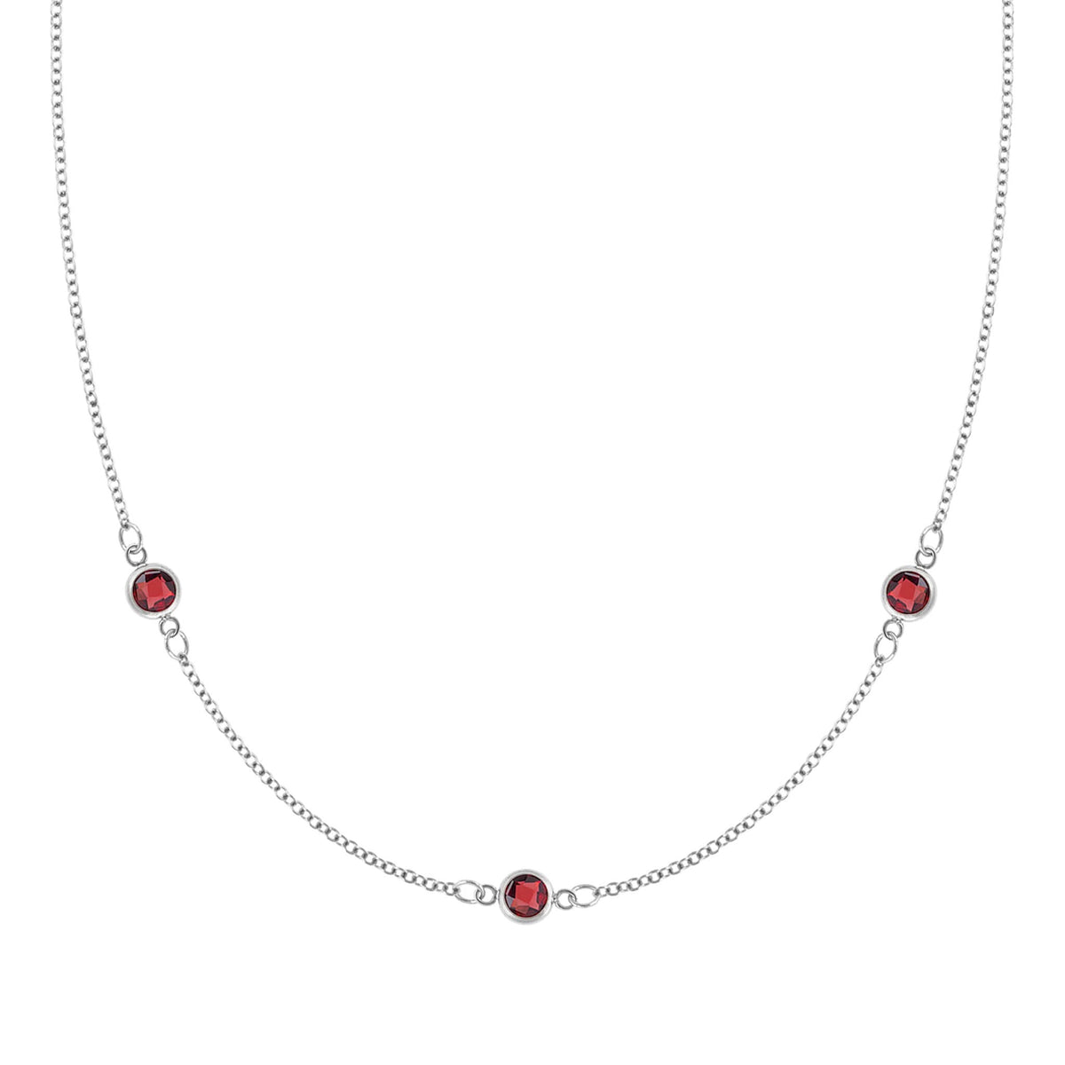 Bayberry 3 Garnet Necklace in 14k Gold (January)