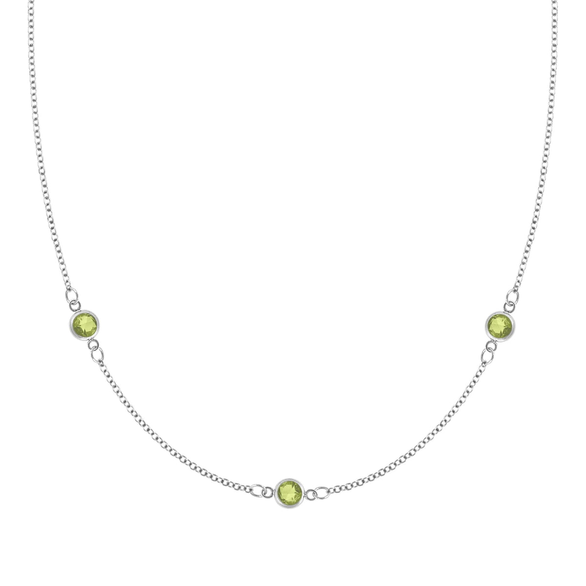 Bayberry 3 Peridot Necklace in 14k Gold (August)