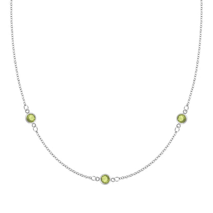 Bayberry 3 Peridot Necklace in 14k Gold (August)
