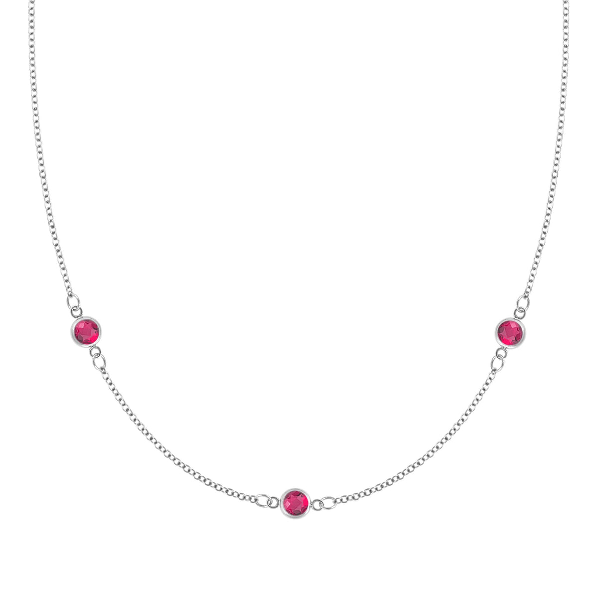 Bayberry 3 Ruby Necklace in 14k Gold (July)