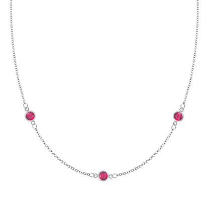 Bayberry 3 Ruby Necklace in 14k Gold (July)
