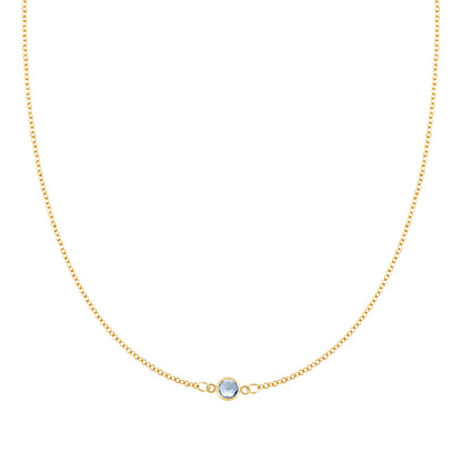 Petite 1 Aquamarine Necklace in 14k Gold (March)