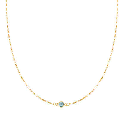 Petite 1 Nantucket Blue Topaz Necklace in 14k Gold (December)