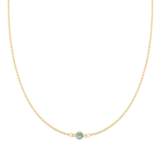 Petite 1 Nantucket Blue Topaz Necklace in 14k Gold (December)