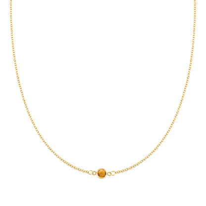Petite 1 Citrine Necklace in 14k Gold (November)