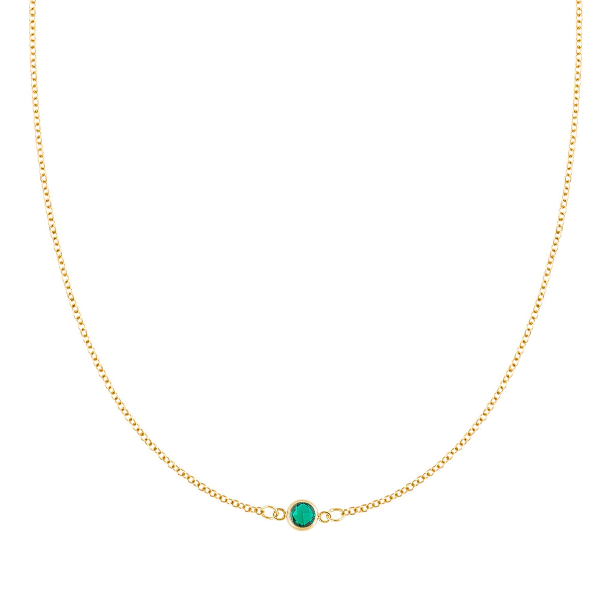 Petite 1 Emerald Necklace in 14k Gold (May)