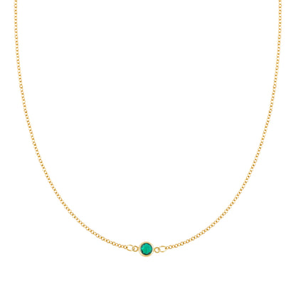 Petite 1 Emerald Necklace in 14k Gold (May)