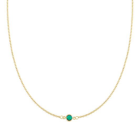 Petite 1 Emerald Necklace in 14k Gold (May)