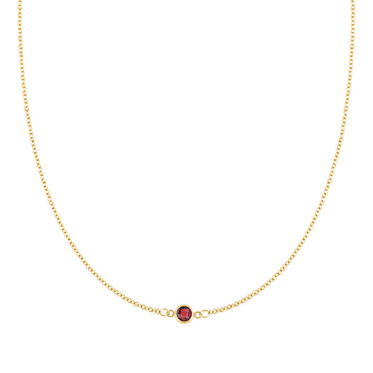 Petite 1 Garnet Necklace in 14k Gold (January)